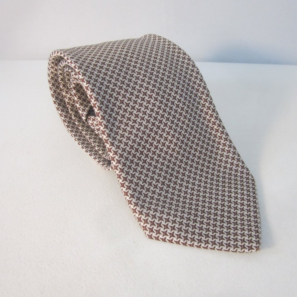 Sartori Signature Collection 100% Silk Necktie Tie Silver Brown Made Italy